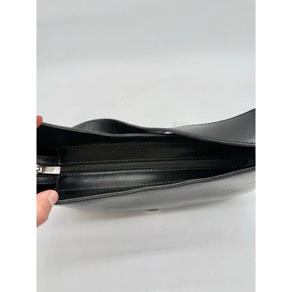 Sonia Rykiel Black Leather Shoulder Bag SR Logo Vintage Y2K Baguette Style Purse - Picture 8 of 10